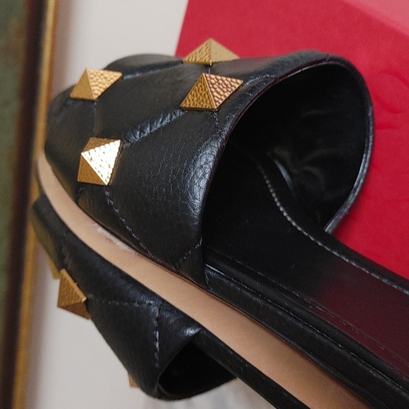 VALENTINO Black Slides Size 40.5 - Picture 10 of 12